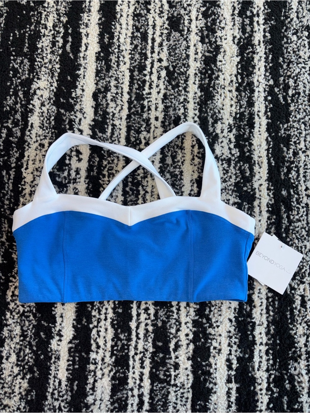 Beyond Yoga Royal Blue Bralette with White Trim